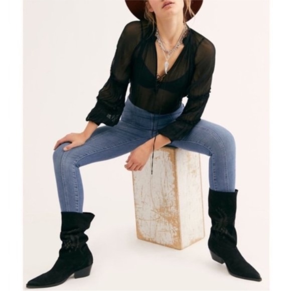 NWT FREE PEOPLE FEEL ALRIGHT SKINNY JEANS SIZE 24 - Picture 3 of 5